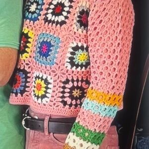 Debut Multicolor Crochet Women's sweater top